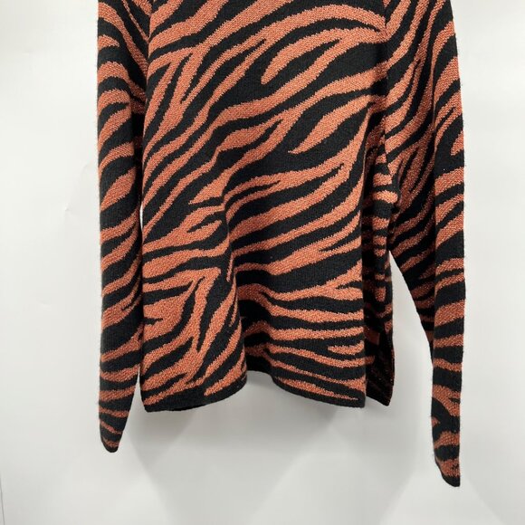 Ann Taylor Zebra Print Knit Sweater Mock Neck Multicolor Glitter Size Large - Picture 3 of 9